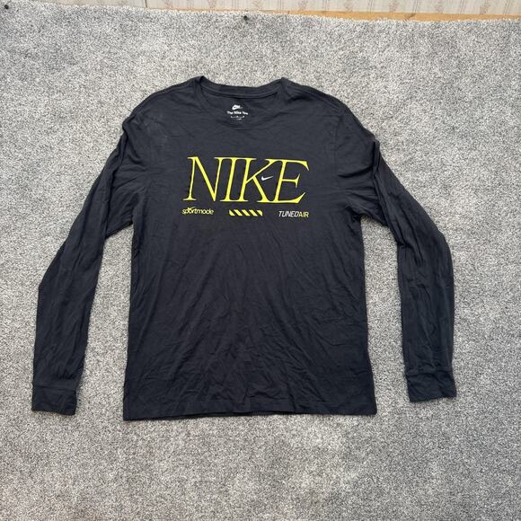 Nike Shirt Medium Black Yellow Sportmode Tuned Air Graphic Tee Streetwear - Picture 1 of 10